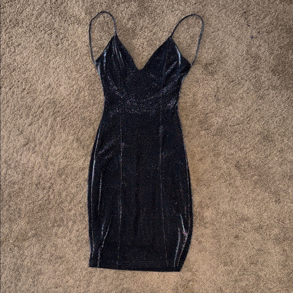 Windsor Black & Blue Sparkle Mini Dress